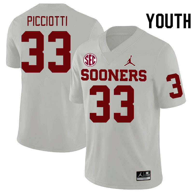 Youth #33 Phil Picciotti Oklahoma Sooners 2024 SEC Conference College Football Jerseys-White